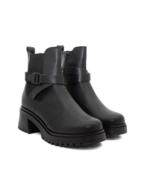 Botín Negro Combat Broche Hebilla 5909M